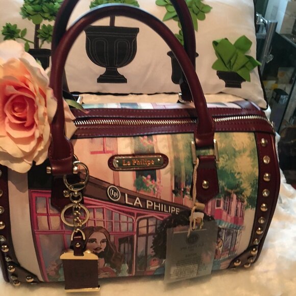 La Philipe Miami Purse Tote Handbag Lined Zippered Summer Beach Vacation mirede - Picture 1 of 1